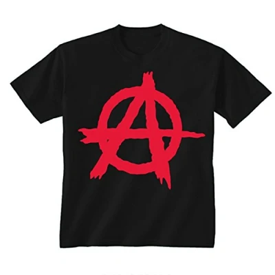 Image of Flip Youth Kids Childrens Anarchy Symbol Punk T Shirt Black 7 8 Years (M)