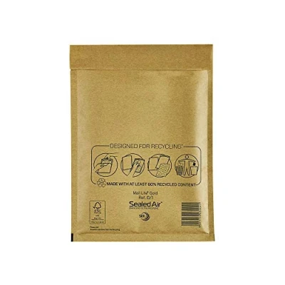 Image of Mail Lite D/1 Bubble Lined Padded Envelopes 180 x 260mm 7&quot; 10.5&quot; Gold 2 Boxes