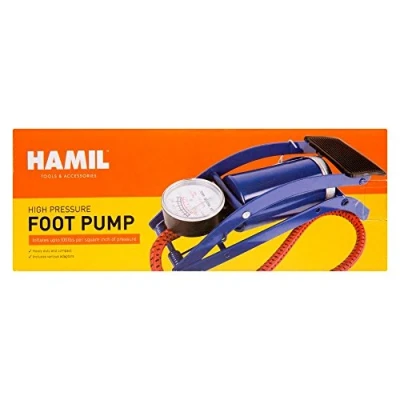 Image of Unibos Foot Pump with Gauge &amp; Adaptor Airbed Car Bike Bicycle Footballs Motorbike Tyres New