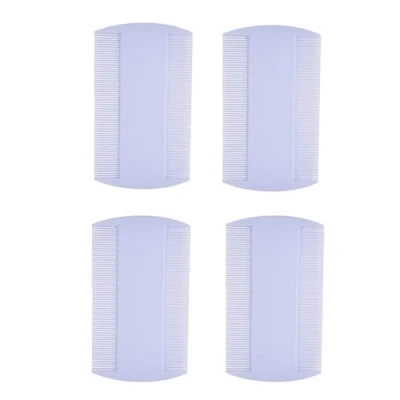 Image of JJiaoLinin Lice Combs,4 pcs Double Sided Plastic Hair Comb Head Grooming Fine Tooth Combs Dandruff Flea Dog Tool for Kids Adults and Pets White