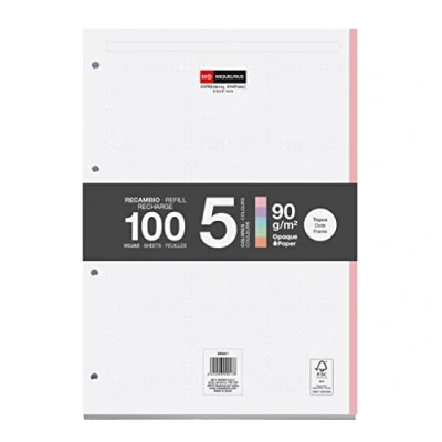 Image of Miquelrius Refill Pad Loose Sheets, 5 Stripes of Pastel Colours, 100 Sheets Dots, A4 Size, 90 g/m² Paper, 4 Drills