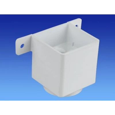 Image of Wavin OSMA 4T823 White Pipe Connector and Bracket for 61mm Square downpipe