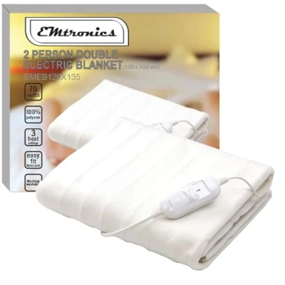 Image of EMtronics Heated Electric Under Blanket Bed Warmer with 3 Heat Settings, Overheat Protection, Machine Washable Double Size 135cm x 120cm