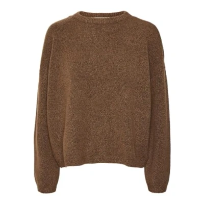 Image of VERO MODA Women&#039;s Vmgemma LS O Neck Knit VMA Noos Pullover, M Brown