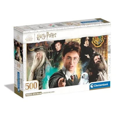 Image of Clementoni Jigsaw Puzzle Harry Potter 500 Pieces Poster Included, For Adults 14 99 Years, Gift Men/Women, Hogwarts, Made In Italy, 35534
