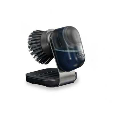 Image of Joseph SinkTech Soap Dispensing Palm Brush with Stainless Steel Stand
