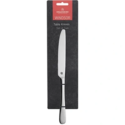 Image of Grunwerg Windsor Carded 2 Piece Dinner Knife Set 2TKWDR/C, 18/0 Stainless Steel, Silver