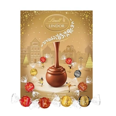 Image of Assorted Chocolate Advent Calendar 2024 Luxury 24 Days Christmas Countdown 2024. Gold Gift Box 297g with Topline Card for Stocking Fillers, Secret Santa Gifts Women