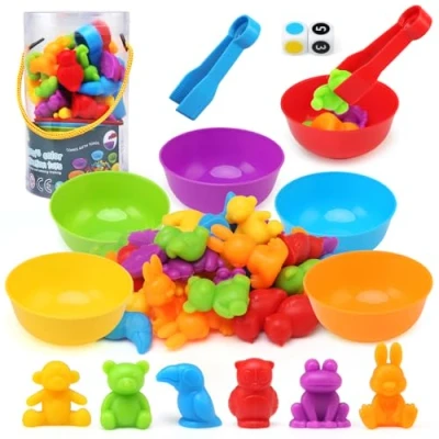 Image of LEADSTAR Colour Sorting Toys for Toddlers, 56 PCS Montessori Counting Matching Games with Bowls, Math Skills Fine Motor Game Educational 3 4 5 Years Old