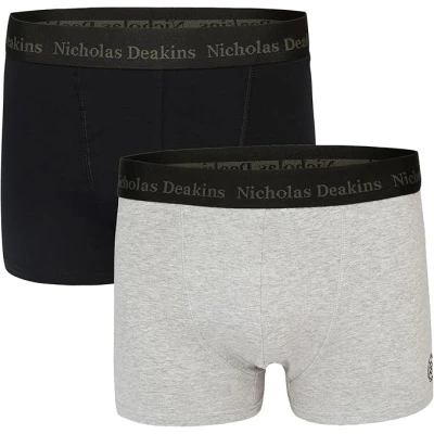 Image of Deakins Men&#039;s Boxer Shorts Trunks Underwear Multipack of 2 Cotton Stretch Underpants Set Black Grey S
