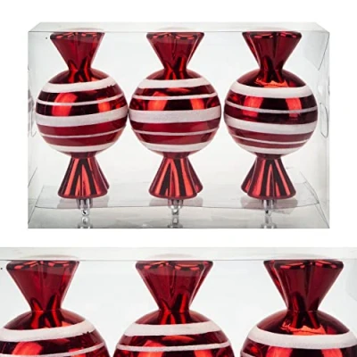 Image of VFM Red &amp; White 14cm Sweet Baubles Candy Cane (3 Pack) Christmas Tree Decorations