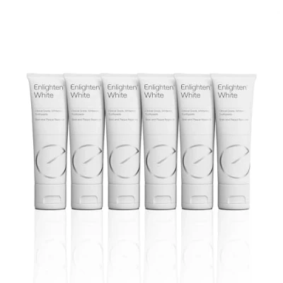 Image of Enlighten White Teeth Whitening Toothpaste Clinical Grade Advanced Enamel Protection &amp; Stain Removal Fluoride Restores Gloss and Improves Colour 75 ml 6 Pack
