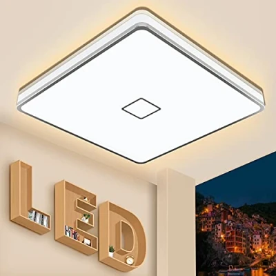 Image of Airand Ceiling Light LED Lamp Bathroom 24W 32.5CM Bright IP44 Waterproof Square 3000K Warm White Modern for Bedroom,Kitchen, Balcony,Basement,Hallway,Wet Room