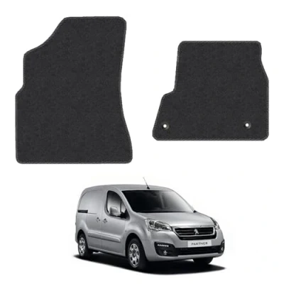 Image of Carpet Floor Mats for the Peugeot Partner (2008 2018) Custom Van Accessory Tailored fit, Granulated Anti Slip Layer &amp; Black Binding