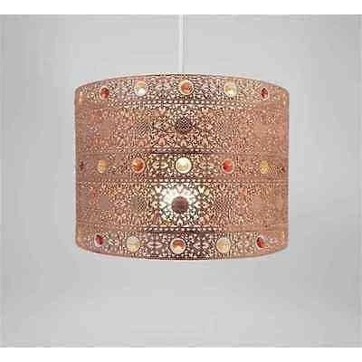 Image of Chandelier Chic Ceiling Light Pendant Shade Crystal Droplet Fitting Easy Fit (COPPER MOROCCAN BRONZE GEM SHADE)
