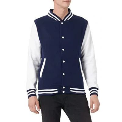 Image of Just Hoods Varsity Jacket Unisex College Jacket, Womens Men Unisex, Jacke &#039;Varsity Jacket&#039;, Oxford Navy/White, XL