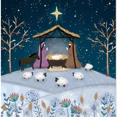 Image of Noel Tatt Charity Christmas Cards Pack of 10 with Artistic Nativity Design Eco Friendly Xmas Multipack Envelopes