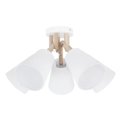 Image of Vaio Multi Arm Semi Flush Ceiling Lamp Pine, White 5xE27