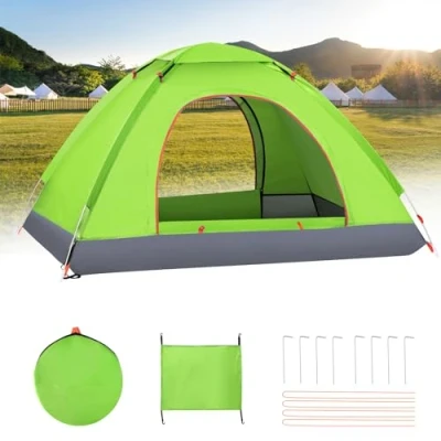 Image of Lishetimig Camping Tent,Automatic 2 3 Man Person Instant Tent,Pop Up Tent, Lightweight, Waterproof, Easy Set for Outdoor Camping, Hiking, Mountaineering, Beach, Include Carry Bag (OT230031GN 02)