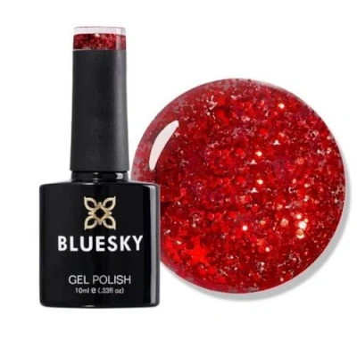 Image of Bluesky Gel Nail Polish, Red Glitter SP19, 10 ml (Requires Drying Under UV LED Lamp)