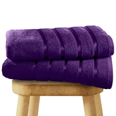 Image of GC GAVENO CAVAILIA 2 PK Luxury Bath Sheets 100% Egyptian Cotton XL Designer Jumbo Towels 500 GSM Highly Absorbent Quick Drying Extra Large Sheets, Aubergine