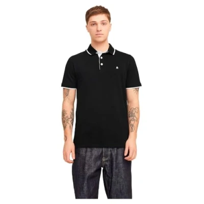 Image of JACK &amp; JONES Men&#039;s Jjepaulos Polo Ss Noos Shirt, Black 4, XXL