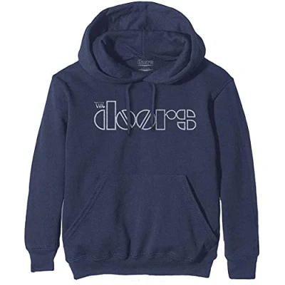 Image of The Doors Hoodie Classic Band Logo Official Unisex Navy Blue Pullover M