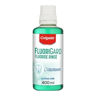 Image of Colgate FluoriGard Daily Rinse Mouthwash 400ml (Alcohol Free) Clinically Proven Cavity Protection &amp; Tooth Decay Prevention Fluoride Formula for Strong, Healthy Teeth Smiles.