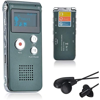 Image of Lychee 8GB Voice Recorder USB Rechargeable Dictaphone LCD with Multifunctional Digital Audio and MP3 Player (Gray)