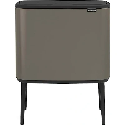 Image of Brabantia Bo Touch Bin 11L + 23L Inner Buckets (Platinum) Waste/Recycling Kitchen with Removable Compartments Free Bags