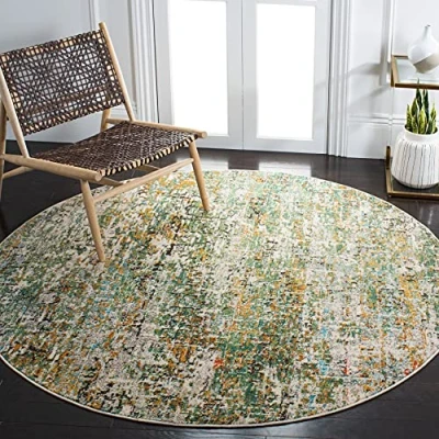 Image of Safavieh Modern Chic Rug for Living Room, Dining Bedroom Madison Collection Short Pile, Silver and Ivory, 122 x cm