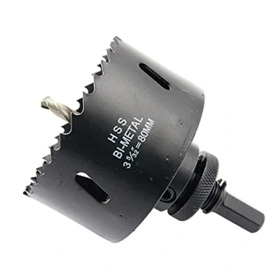 Image of 3.15inch Hole Saw LAIWEI 80mm with Heavy Duty Mandrel, HSS Cutter for Metal Pipe,Wood,Sheet Metal,etc. 2 locking pins make the tool stronger and drilling easier(3 5/32&quot;80mm)