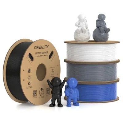 Image of Creality Hyper PLA Filament 1.75mm, 30 600mm/s High Speed 3D Printer Filament, Dimensional Accuracy +/ 0.02mm, Fit Most FDM Printers, 4 Pack 1kg Spool(2.2lbs), Black &amp; White Grey Blue