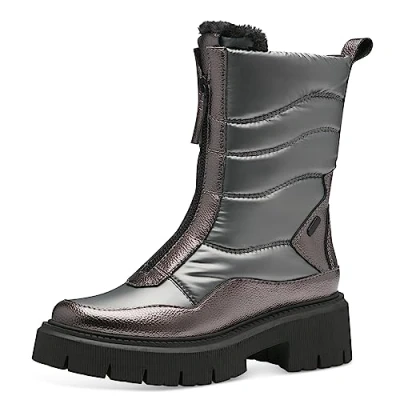 Image of MARCO TOZZI Women&#039;s 2 26449 41 Warmlined Lace Boot, Pewter Comb, 4