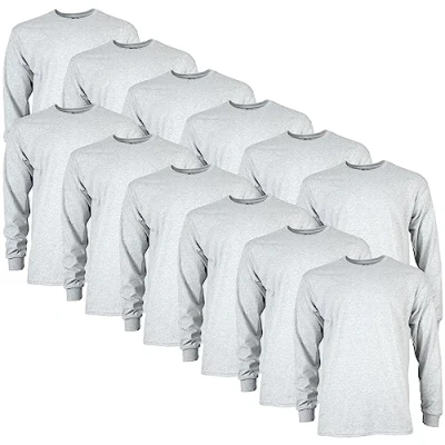 Image of Gildan Unisex&#039;s Ultra Cotton Long Sleeve T Shirt, Style G2400, Multipack, Ash Grey (12 Pack), S (Pack of 12)
