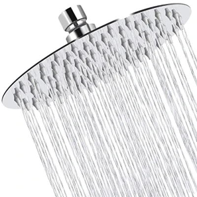 Image of Hettecy AISI304 Rain Shower Head Stainless Steel Anti Limescale Nozzles Round (8Inches/20cm)