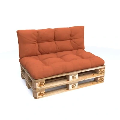 Image of POKAR Euro Pallet Quilted Pillow Set of 2: Seat Cushion 120 x 80cm + Back 40cm, Garden Pillows Sofa, Patio, Without Pallets, Orange