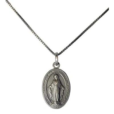 Image of 925 STERLING SILVER THE MIRACULOUS MEDAL WITH CHAIN ORIGINAL ONE 100% MADE IN ITALY PATRON SAINTS MEDALS