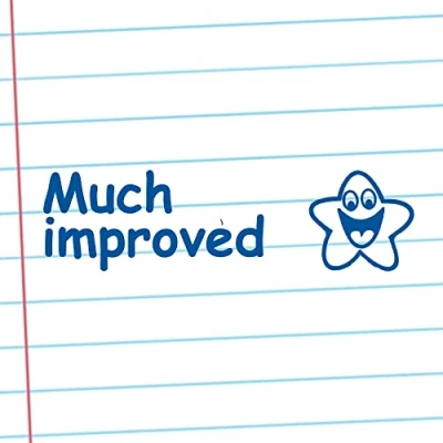 Image of Much Improved, Blue Ink, Self Inking Value Teacher Stamp