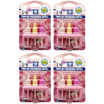 Image of 4Pack AERO FRESH 20ML PLUG IN HOME FRAGRANCE 80ML REFILLS MACHINE AIR FRESHENER (Mangolia &amp; Cherry)