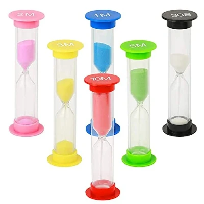 Image of Sand Timer for Kid, ZKSMNB Plastic Hourglass, Glass Toy Clock 30sec / 1min 2mins 3mins 5mins 10mins Kitchen, Office, School and Brushing Teeth (6 PCS)