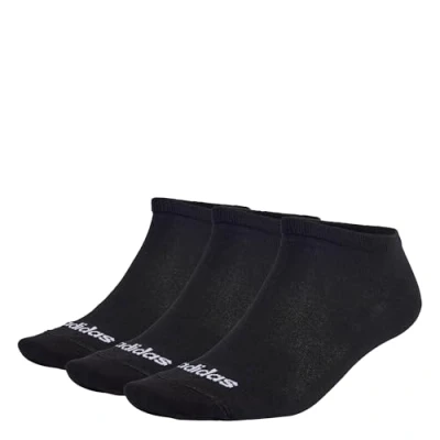 Image of adidas Unisex Kids Thin Linear Low Cut Socks 3 Pairs, Black/White, 5 6 Years