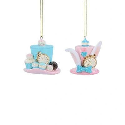 Image of Gisela Graham Mad Hatter &amp; Hare Hat Christmas Decorations