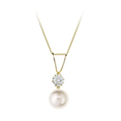 Image of Funkyrox 9ct Yellow Gold Snowman pearl and CZ cubic zirconia pendant charm/Giftbox