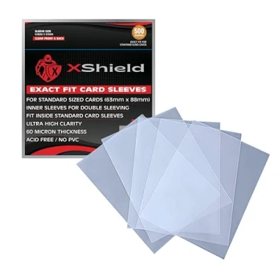 Image of XShield, Exact Fit Trading Card Sleeves High Clarity, 60 Micron, Perfect Soft for TCG, CCG (500 Pack)