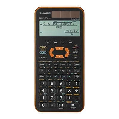 Image of Sharp EL W531 XG YR Scientific Calculator WriteView Display Metallic Orange 335 Functions TWIN Power for Grammar/Secondary School