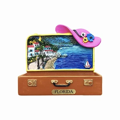 Image of Florida 3D Suitcase Refrigerator Magnet Resin Travel Souvenirs,Handmade Home &amp; Kitchen Decoration Bahamas Fridge Collection Gift
