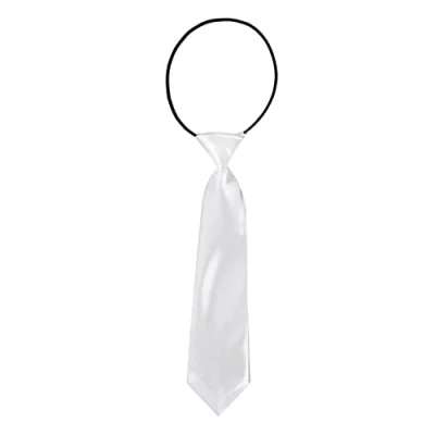Image of DonDon Children Tie with Elastic Band Silk Look One Size Fits All White