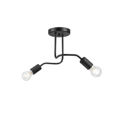 Image of Charlie Multi Arm Semi Flush Ceiling Light Black, 2x E27