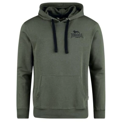 Image of Lonsdale Men&#039;s Maywick Hooded Sweatshirt, Olive/Black, L
